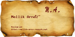 Mellik Arnó névjegykártya